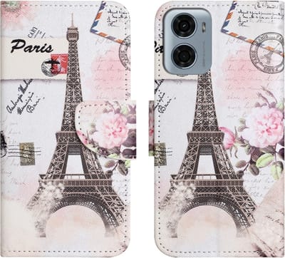 Coverup Hoesje - Geschikt voor Motorola Moto G05 / E15 Hoesje - Coverup Book Case - Eiffeltoren
