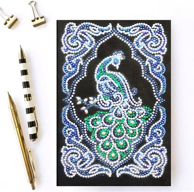 Notitieboekje - NB007 - Pauw - Diamond painting - compleet pakket - diamond painting by Wietske