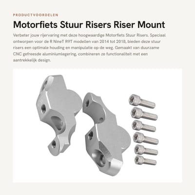 Solidchoice- Stuur Risers CNC Geanodiseerd - Motorfiets Riser Klemmen - Geschikt voor R NineT R9T 2014-2018 - Aluminium Legering - Verbeterde Rijhouding - Compact Ontwerp - Stuurverhogers