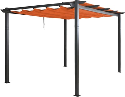 Aluminium pergola MCW-N93, tuinpaviljoen tuin, stabiel 8cm frame schuifdak UV50+ 3x4m ~ terracotta