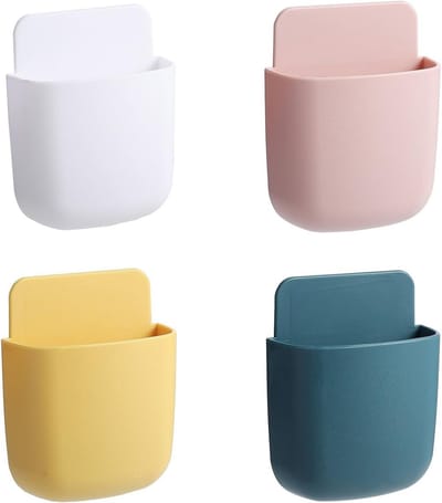 Wandgemonteerde opberghouder set in 4 kleuren, 11.5 cm x 9 cm x 8.5 cm, moderne badkamer organizer voor efficiënt ruimtegebruik en stijlvolle opslag