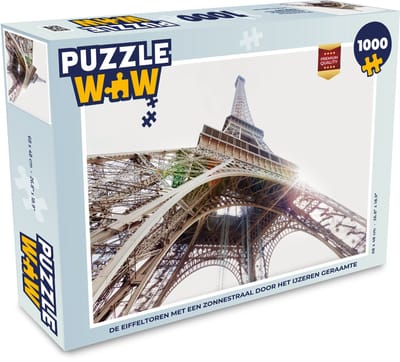 Puzzel De Eiffeltoren met een zonnestraal door het ijzeren geraamte - Legpuzzel - Puzzel 1000 stukjes volwassenen