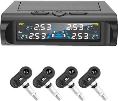 Bandenspanningssysteem - Bandenmonitor - Veilig Rijden - Zonne-energie/USB opladen - 4 Sensoren - Zwart