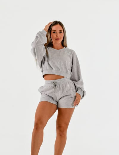 Dames loungewear set met short en sweater – zacht & comfortabel – DM Training All Day Lounge Set (grijs)