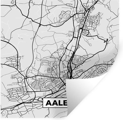 Muurstickers - Sticker Folie - Aalen - Kaart - Stadskaart - Plattegrond - Duitsland - 100x100 cm - Plakfolie - Muurstickers Kinderkamer - Zelfklevend Behang XXL - Zelfklevend behangpapier - Stickerfolie