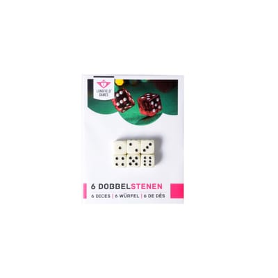 Dobbelstenen 6 Stuks – Wit – 16 mm – Verpakt op Kaart – Set Dobbelstenen voor Bordspellen en Spelaccessoires – Engelhart