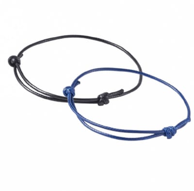 2 schuifkoord armband- blauw- zwart -17 -21 cm - Charme Bijoux