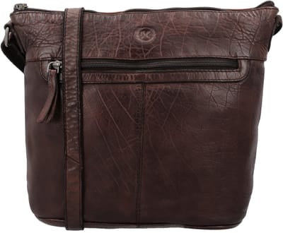 Hide & Stitches Paint Rock Schoudertas - Crossbody - Leer - Tas - Leren Dames Tas - Donkerbruin