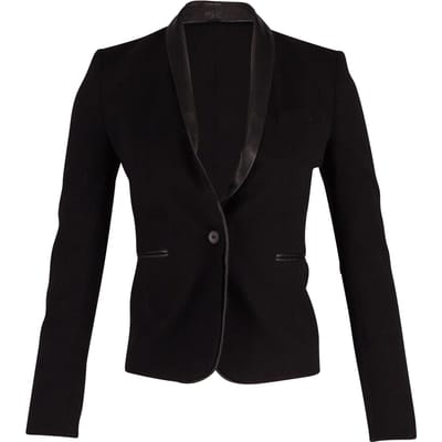 Maje Blazer met contrasterende bies in zwarte wol