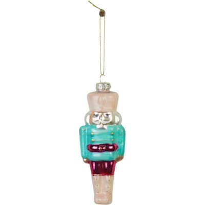 Housevitamin Kersthanger Notenkraker met Cupcake – Glas Blauw/Rood – 6,5x4x17cm – Kerstversiering Ornament – Vrolijke Candy Christmas Decoratie