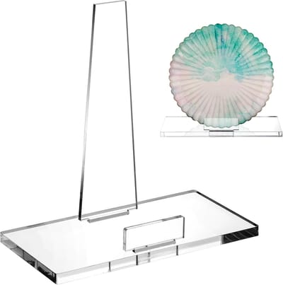 Daity Een 18 cm hoge acryl displaystandaard - transparante acryl schildersezel - vierkante voet - geschikt voor bureaus - thuiskantoren en tentoonstellingspresentaties (transparant).