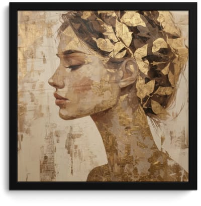Poster in lijst - Fotolijst 40x40 cm - Posters - Vrouw - Goud - Abstract - Textuur - Posterlijst zwart - Decoratie - Wanddecoratie woonkamer - Muurdecoratie slaapkamer