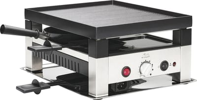 Solis 5 in 1 Tafelgrill 791 Gourmetstel 4 Personen - Grill, Wok, Pizzamaker, Raclette en Pannenkoeken - Raclette Gourmet Set - Bakplaat Gourmetten - Zilver/Zwart