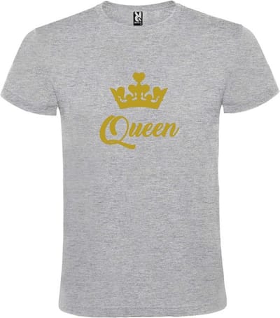 Grijs T shirt met print van "Queen " print Goud size XXL