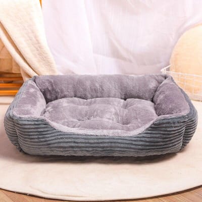 Rechthoekig hondenbed Slaapzak Kennel Kat Puppy Slaapbank Huisdier Huis Winter Warme bedden Kussen M 60x45cm grijs