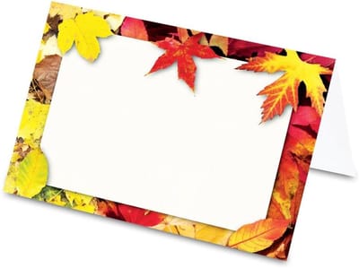 Naamkaartjes Herfstbladeren - Tafelkaartjes Zitplaatsen - Feesttafel Decoratie - Stevig 300 g/m² Papier - 85 x 55 mm - Wit