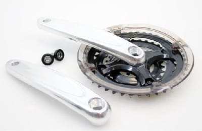 Lasco Triple Aluminium Crankstel - 24x34x42T - 170mm - Spieloos (Vierkante as) - Met Kettingscherm - Zilver