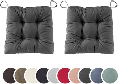 sleepling set van 2 stoelkussens Basic 20 | 40 (voorkant) / 35 (achterkant) x 38 x 7 cm | zitkussen voor binnen en buiten | hoes van 100% polyester | met klittenband | Made in EU | donkergrijs