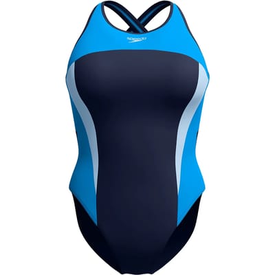 Speedo High Neck Splice Cross Back Zwemkleding Blauw UK 36 Vrouw
