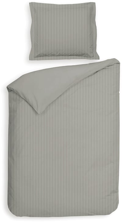 Heckettlane Dekbedovertrek Banda - Bedlinnen met Strepen - 140x200-220 cm - Eenpersoons - Grijs - Dekbedovertrek van 100% Katoen-Satijn