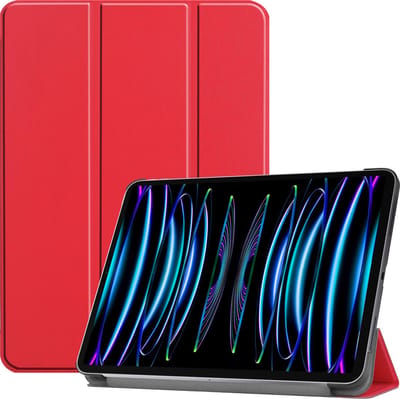 Hoes - Geschikt voor Apple iPad Pro (2022) - 11 inch - 4e generatie - Dun & Stevig - Trifold Bookcase - Hard Cover - Hardcover Book Case - Tablet Hoesje - Rood