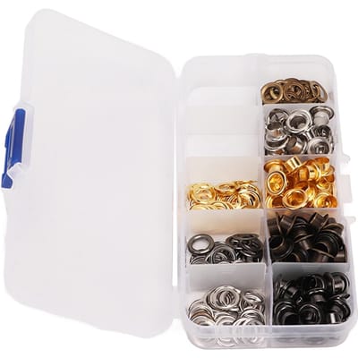 Oogjes Gereedschapsset Stevige Kleurrijke Plating Eenvoudige Installatie Metalen Oogjes Set voor Schoenen Tassen Kleding Leerbewerking white