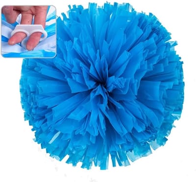 2 stuks cheerleader pompons met ring, hand pompons voor dans, sportcompetities en feestjes, teamgeest, blauw, 35 cm lang