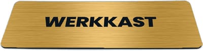 Deurbordje Goud-look met tekst werkkast - Formaat 150 x 50 mm x 1,6 mm - Zelfklevend | Luxe uitstraling | Geborstelde Gouden toplaag | Gratis Verzending | Decoporta