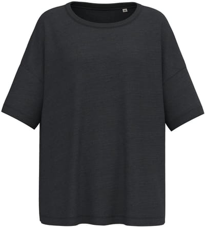 Spasso Ecologisch oversized dames slub-T-shirt met afhangende schouders SP304 - Black - XS