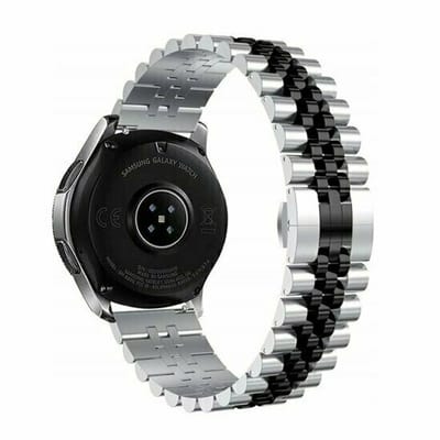 By Qubix - Geschikt voor Garmin bandje - Geschikt voor Garmin Venu 4 - 45mm - Stalen band - Zilver / zwart - Smartwatch bandje 22mm