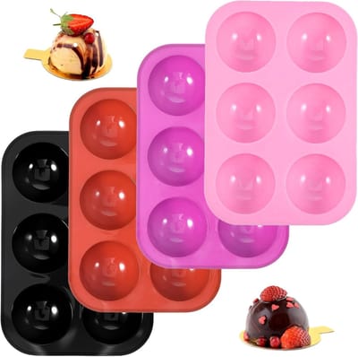 Set van 4 Siliconen Mallen voor Chocoladeballen, Desserts en Mousses - Ideaal voor Jelly en Puddingen in Diverse Kleuren