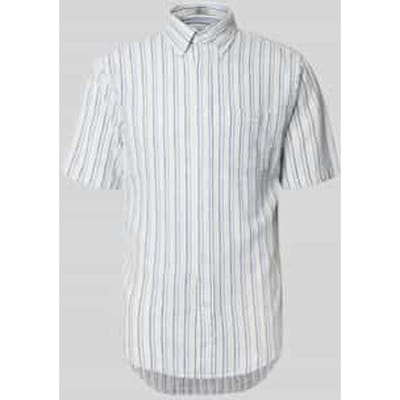 slim fit linnen overhemd met borstzak