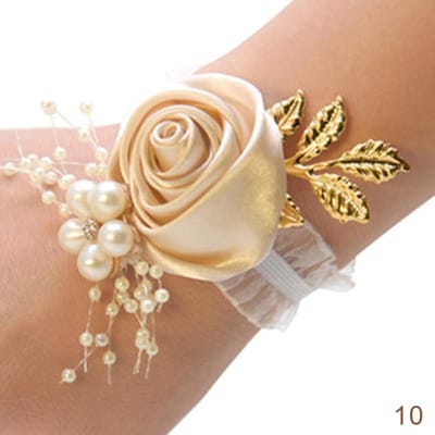 Bruidsmeisjesarmband met nep-rozen, polscorsage van polyesterlint met parelstrik, bruidscadeaus, handbloemen, feest- en gala-accessoires