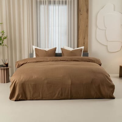 Kayori Elin Dekbedovertrek Katoensatijn - 140x200-220 + 1 sloop - Eenpersoons - Taupe