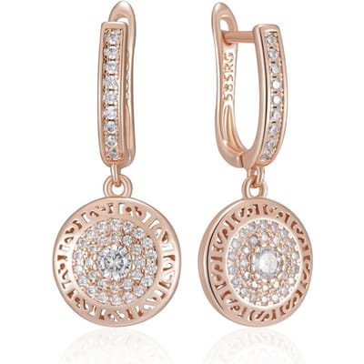 Boucles d'oreilles pendantes couleur or rose pour femmes, mode, blanc, zircon naturel, accessoires, bijoux fins quotidiens, cristal, cadeau beige
