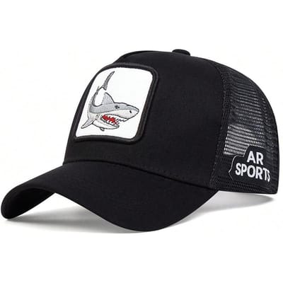 Unisex Haai Patch Borduurwerk Baseball Net Caps Lente Zomer Outdoor Verstelbare Casual Hoeden Zonnehoed black