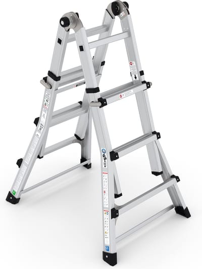 Wixor Multifunctionele Telescopische Vouwladder | Vouwladder 4x3 | Uitschuifbare vouwladder | Telescopische vouwladder | Ladder | Professionele vouwladder