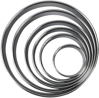 Dailygoods- Koekjesvormpjes Set van 6 - Ronde Koekjes- en Donutvormpjes - Roestvrij Stalen Vormpjes - Bakken van Koekjes - 6 Maten - Zilver - Bakkersvormpjes