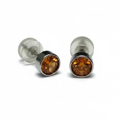 Aramat Jewels | Oorbellen | Oorstuds – Staal Kristal Topaas Bruin Zilverkleur (5mm) | | | |5mm | Staal | Kinderen, Volwassenen | Verkleurd niet