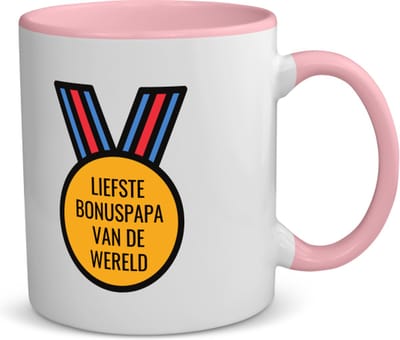 Akyol - liefste bonuspapa van de wereld koffiemok - theemok - roze - Papa - de liefste bonusvader - vader cadeautjes - vaderdag - verjaardagscadeau - verjaardag - cadeau - geschenk - kado - gift - vader artikelen - 350 ML inhoud