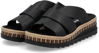 Rieker damesslippers V7989-00 met sleehak, zwart