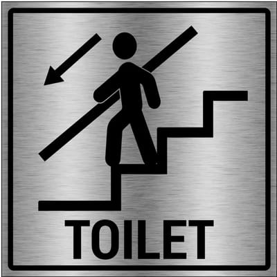 Toilet trap omlaag bord - gecoat brushed aluminium | 40 x 40 cm