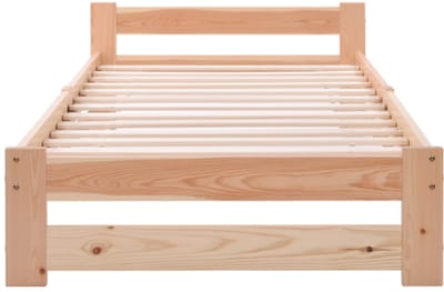 Massief massief houten bed futonbed massief houten natuurlijk bed met hoofdbord en lattenbodem, natuurlijk (200x90cm)
