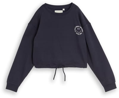 Tom Tailor - Cropped sweatshirt met print - Maat 152 - Parisien Night Blue