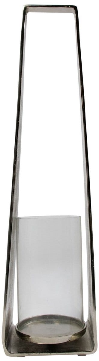Lantaarn modern zilver h78 d20x16cm