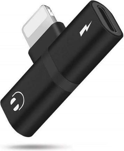 Audio Splitter Adapter (2 in 1) voor iPhone - Opladen & Audio Beluisteren - Lightning Splitter - Mini dubbele poorten voor hoofdtelefoon en audio - iPhone Compatibel - Zwart