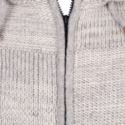 Gebreid Wollen Heren/Uni Vest van Schapenwol met Polyester Fleece voering en afneembare capuchon - SHAKALOHA - M Buster ZH M