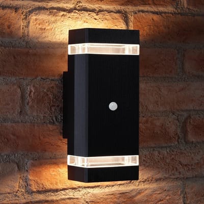 Buitenwandlamp met PIR Bewegingsmelder voor Veiligheid Zwart Koel Wit Licht