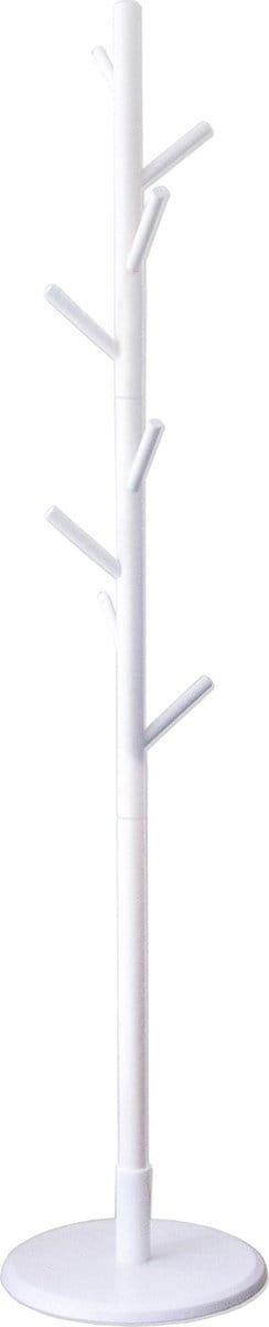 QUVIO Staande kapstok hout - 175cm hoog - 8 haken - Wit - Garderobe kapstok