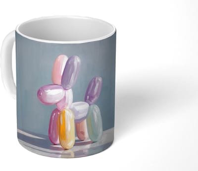 Mok - Koffiemok - Dier - Ballon - Pasteltinten - Glanzend - Mokken - 350 ML - Beker - Koffiemokken - Theemok